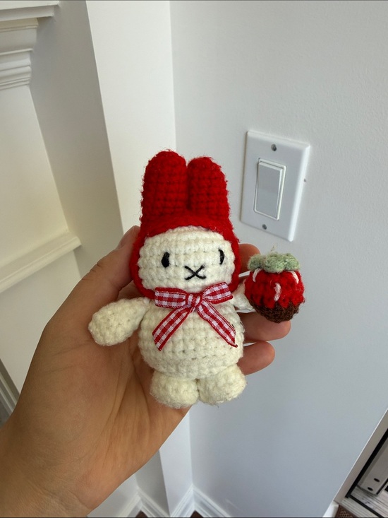 miffy Other - Crochet Miffy holding chocolate dipped strawberry 🐰🎀🍓🍫